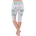 Hakuna Matata Tropical Leaves With Inspirational Quote Lightweight Velour Cropped Yoga Leggings View4