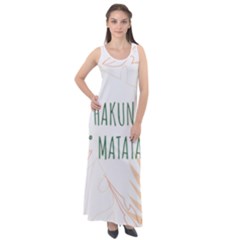 Hakuna Matata Tropical Leaves With Inspirational Quote Sleeveless Velour Maxi Dress by Jancukart