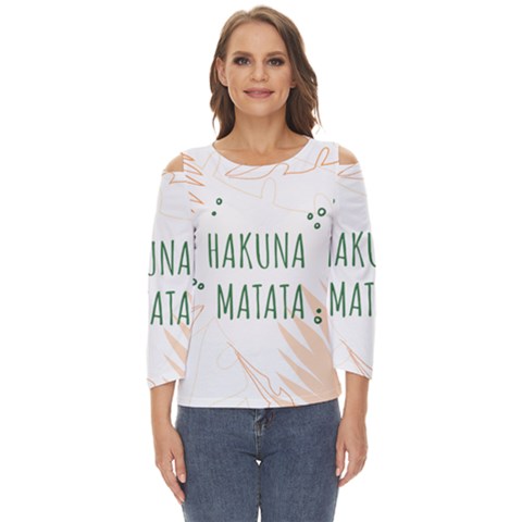 Hakuna Matata Tropical Leaves With Inspirational Quote Cut Out Wide Sleeve Top by Jancukart