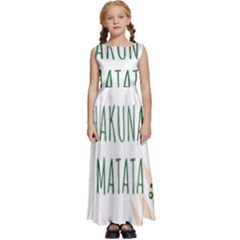 Hakuna Matata Tropical Leaves With Inspirational Quote Kids  Satin Sleeveless Maxi Dress by Jancukart