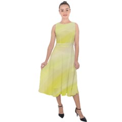 Gradient Green Yellow Midi Tie-back Chiffon Dress by ConteMonfrey