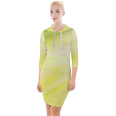 Gradient green yellow Quarter Sleeve Hood Bodycon Dress