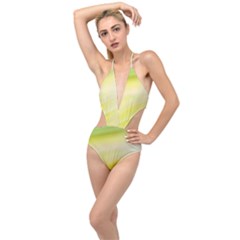 Gradient Green Yellow Plunging Cut Out Swimsuit by ConteMonfrey