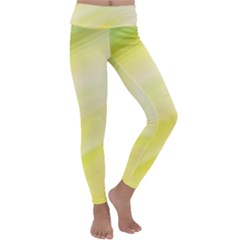 Gradient Green Yellow Kids  Lightweight Velour Classic Yoga Leggings by ConteMonfrey