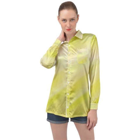 Gradient Green Yellow Long Sleeve Satin Shirt by ConteMonfrey