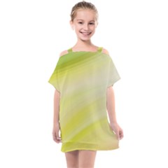 Gradient green yellow Kids  One Piece Chiffon Dress