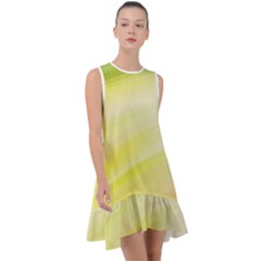 Gradient green yellow Frill Swing Dress