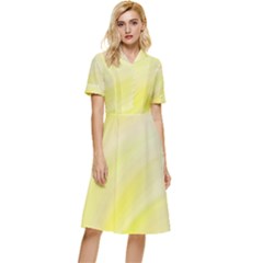 Gradient green yellow Button Top Knee Length Dress