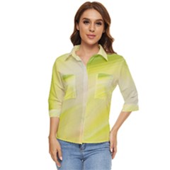 Gradient green yellow Women s Quarter Sleeve Pocket Shirt