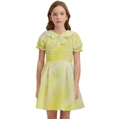 Gradient green yellow Kids  Bow Tie Puff Sleeve Dress