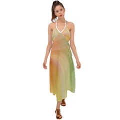 Gradient Orange, Green - Colors Fest Halter Tie Back Dress  by ConteMonfrey