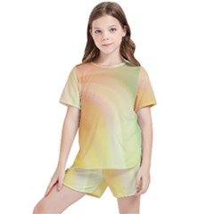 Gradient Orange, Green - Colors Fest Kids  Tee And Sports Shorts Set