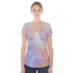 Gradient purple, orange Short Sleeve Front Detail Top