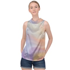 Gradient purple, orange High Neck Satin Top