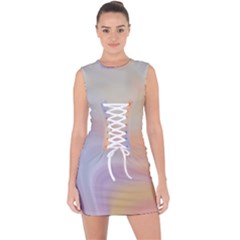 Gradient purple, orange Lace Up Front Bodycon Dress