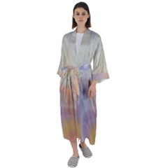 Gradient purple, orange Maxi Satin Kimono