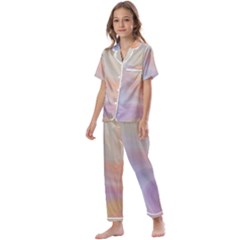 Gradient Purple, Orange Kids  Satin Short Sleeve Pajamas Set by ConteMonfrey