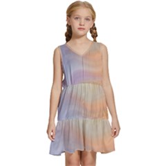 Gradient purple, orange Kids  Sleeveless Tiered Mini Dress