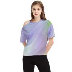 Gradient Blue, Orange, Green One Shoulder Cut Out Tee by ConteMonfrey