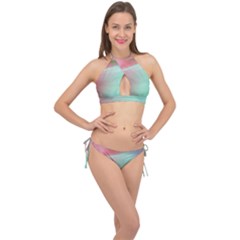 Gradient Pink, Blue, Red Cross Front Halter Bikini Set by ConteMonfrey