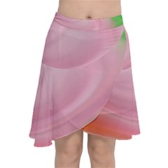 Gradient Pink Green Orange Chiffon Wrap Front Skirt by ConteMonfrey