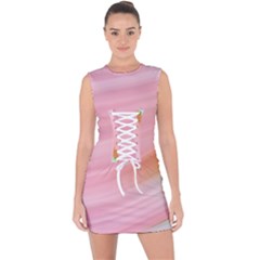 Gradient Ice Cream Pink Green Lace Up Front Bodycon Dress by ConteMonfrey