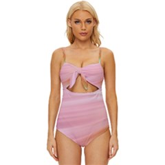 Gradient Ice Cream Pink Green Knot Front One-piece Swimsuit by ConteMonfrey