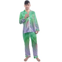Gradient Green Blue Men s Long Sleeve Satin Pajamas Set by ConteMonfrey