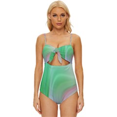Gradient Green Blue Knot Front One-piece Swimsuit by ConteMonfrey