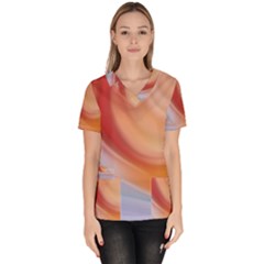 Gradient  Orange Green Red Women s V-neck Scrub Top by ConteMonfrey