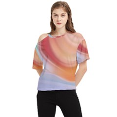 Gradient  Orange Green Red One Shoulder Cut Out Tee by ConteMonfrey