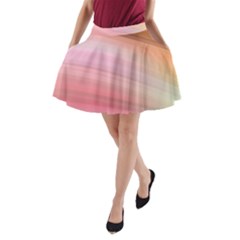 Gradient Brown, Green, Pink, Orange A-line Pocket Skirt