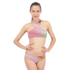 Gradient Brown, Green, Pink, Orange High Neck Bikini Set by ConteMonfrey