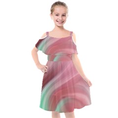 Gradient Pink Green Kids  Cut Out Shoulders Chiffon Dress by ConteMonfrey