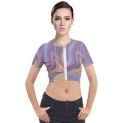 Gradient Purple Orange Short Sleeve Cropped Jacket by ConteMonfrey