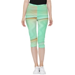 Gradient Green Orange Inside Out Lightweight Velour Capri Leggings  by ConteMonfrey