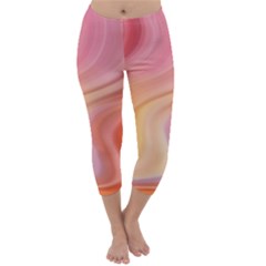 Gradient Pink Yellow Capri Winter Leggings  by ConteMonfrey