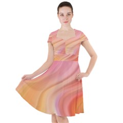 Gradient Pink Yellow Cap Sleeve Midi Dress by ConteMonfrey