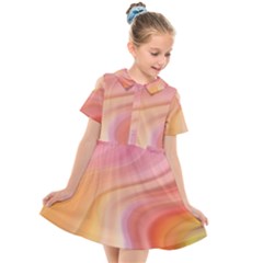 Gradient Pink Yellow Kids  Short Sleeve Shirt Dress by ConteMonfrey