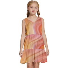 Gradient Pink Yellow Kids  Sleeveless Tiered Mini Dress by ConteMonfrey