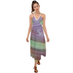 Gradient Blue Green Halter Tie Back Dress  by ConteMonfrey