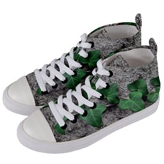 Vine On Damaged Wall Photo Women s Mid-top Canvas Sneakers by dflcprintsclothing