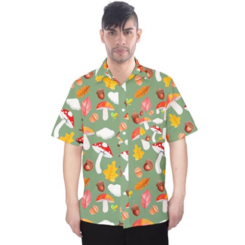 Autumn Seamless Background Leaves Wallpaper Texture Men s Hawaii Shirt by Wegoenart