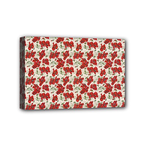 Flowers Poppies Red Mini Canvas 6  X 4  (stretched) by Wegoenart