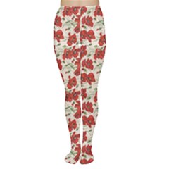 Flowers Poppies Red Tights by Wegoenart