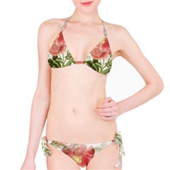 Flowers Vintage Background Retro Floral Stem Classic Bikini Set