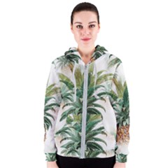 Pineapple Pattern Background Seamless Vintage Women s Zipper Hoodie