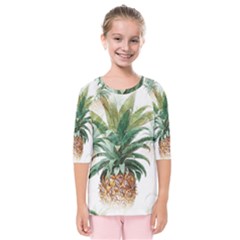 Pineapple Pattern Background Seamless Vintage Kids  Quarter Sleeve Raglan Tee