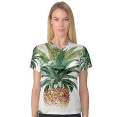 Pineapple Pattern Background Seamless Vintage V-Neck Sport Mesh Tee