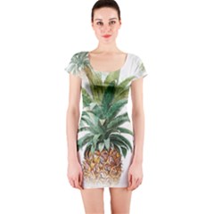 Pineapple Pattern Background Seamless Vintage Short Sleeve Bodycon Dress